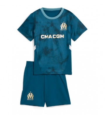 Olympique de Marseille Borta Kläder Barn 2024-25 Kortärmad (+ Korta byxor)